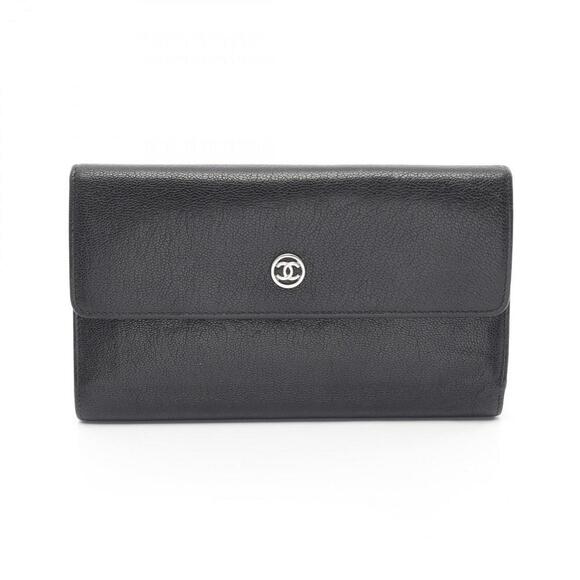 CHANEL Black Leather Logo Wallet - Picture 1 of 8